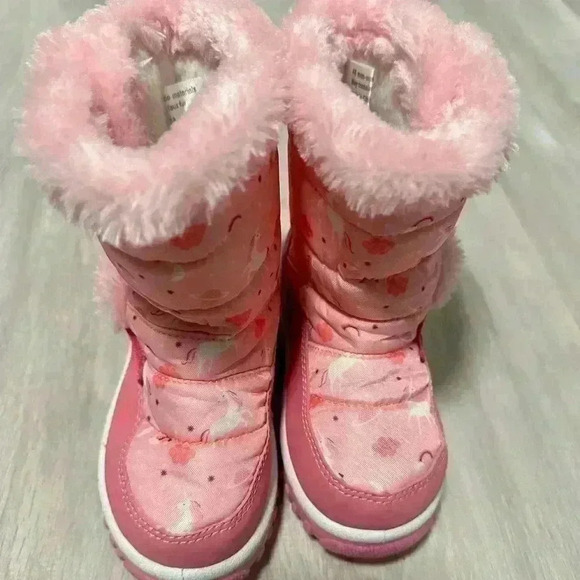 Merence girls kids  Pink Unicorn Winter Snow Boots size 23 us 7 - Picture 3 of 7